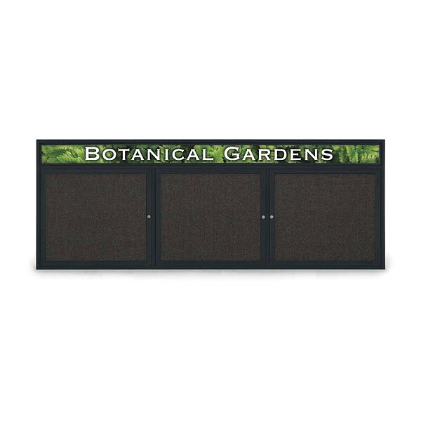 Corkboard, Header, Fabrc, Blk, 3 Door, 96x36"