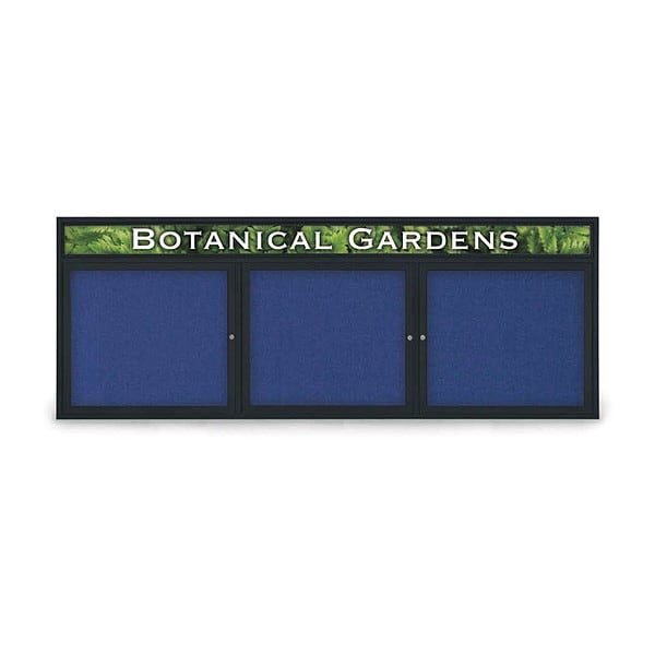 Corkboard, Hdr, Fbrc, Blk/Cobac, 3 Dr, 96x36"