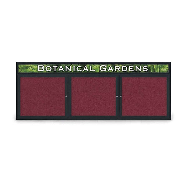 Corkboard, Hdr, Fbrc, Blk/Burg, 3 Dr, 96x36"