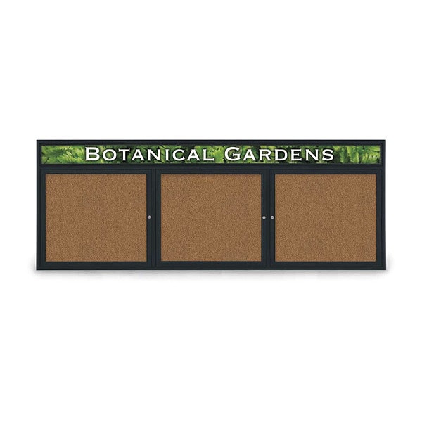 Corkboard, Header, Blk, Forbo, 3 Door, 96x36"