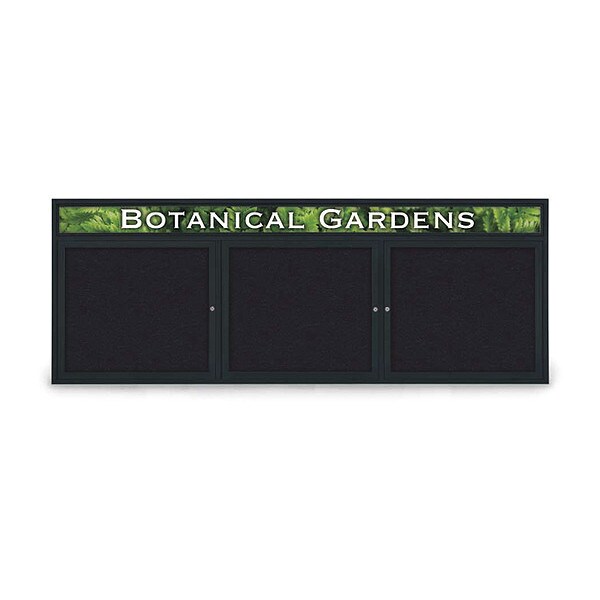 Corkboard, Header, Blk, Rubber, 3 Dr, 96x36"