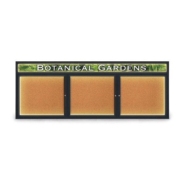 Corkboard, Lght, Hdr, Blk, Cork, 3 Dr, 96x36"
