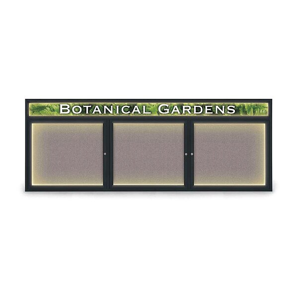 Corkboard, Fbrc, Headr, Blk/Srf, 3 Dr, 96x36"