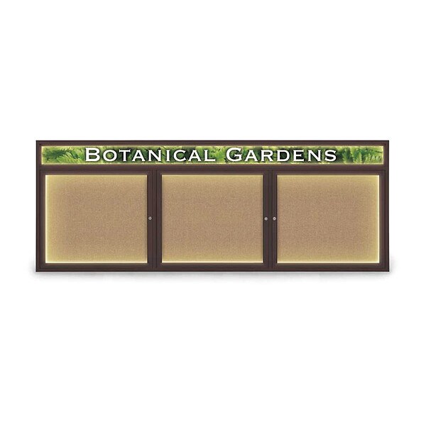 Corkboard, Fbrc, Hdr, Brnz/Buff, 3 Dr, 96x36"