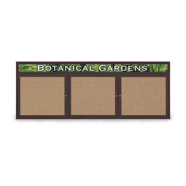 Corkboard, Hdr, Fbrc, Brnz/Buff, 3 Dr, 96x36"