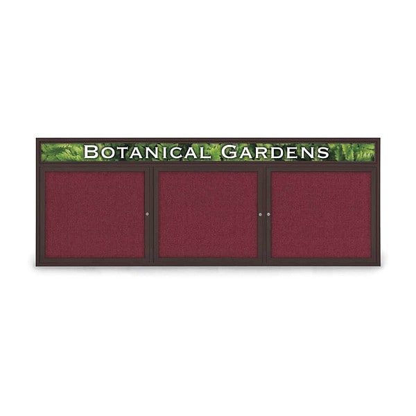 Corkboard, Hdr, Fbrc, Brnz/Burg, 3 Dr, 96x36"