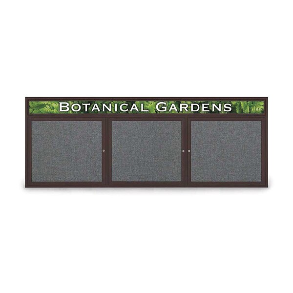 Corkboard, Hdr, Fbrc, Brnz/Gry, 3 Dr, 96x36"