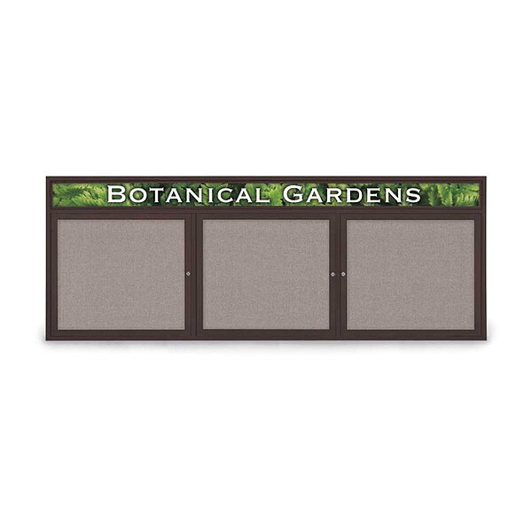 Corkboard, Hdr, Fbrc, Brnz/Prl, 3 Dr, 96x36"
