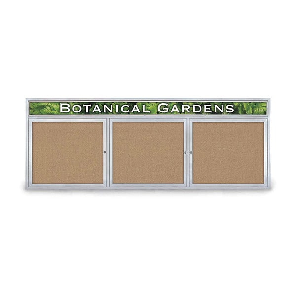 Corkboard, Hdr, Fbrc, 3 Dr, Satin/Bff, 96x36"