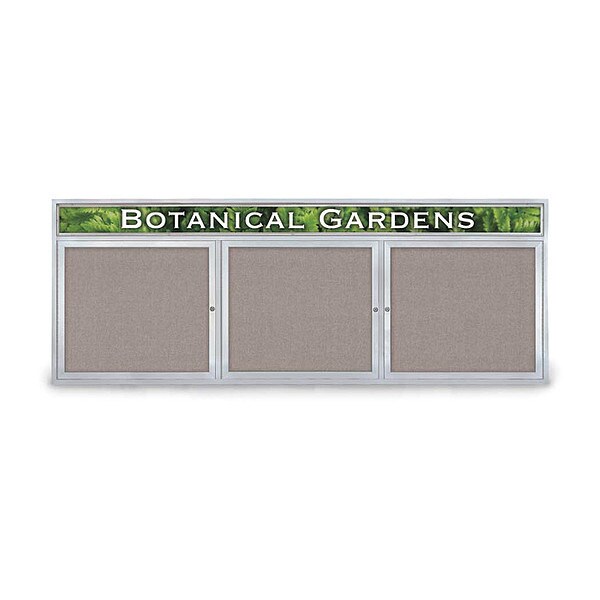 Corkboard, Hdr, Fbrc, 3 Dr, Satin/Prl, 96x36"