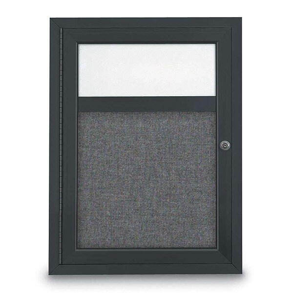 Corkboard, Headr, Fbrc, Blk/Gry, 1 Dr, 18x24"