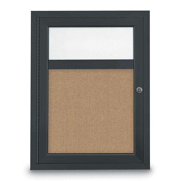 Corkboard, Hdr, Fbrc, Blk/Buff, 1 Dr, 18x24"