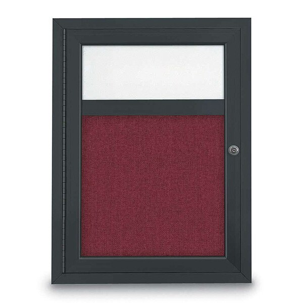 Corkboard, Hdr, Fbrc, Blk/Burg, 1 Dr, 18x24"