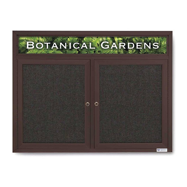 Corkboard, Hdr, Fbrc, Brnz/Blk, 2 Dr, 42x32"