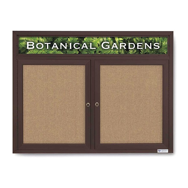 Corkboard, Hdr, Fbrc, Brnz/Buff, 2 Dr, 42x32"