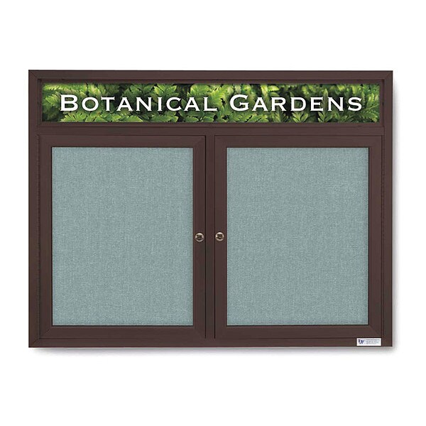 Corkboard, Hdr, Fbrc, Brnz/Cld, 2 Dr, 42x32"