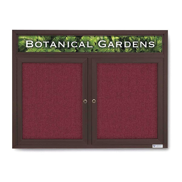 Corkboard, Hdr, Fbrc, Brnz/Burg, 2 Dr, 42x32"