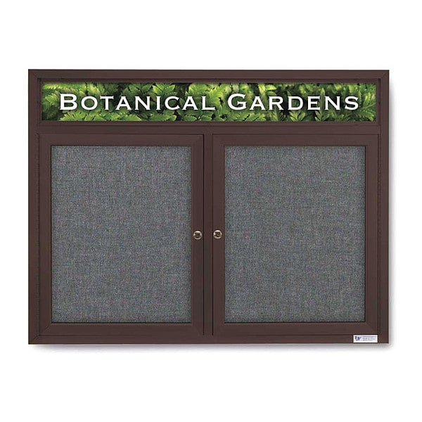 Corkboard, Hdr, Fbrc, Brnz/Gry, 2 Dr, 42x32"