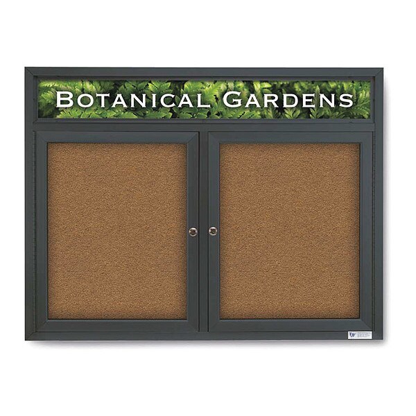 Corkboard, Header, Blk, Forbo, 2 Door, 42x32"