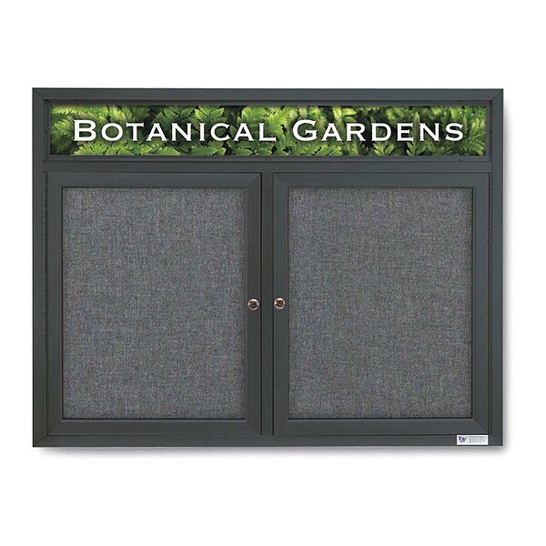 Corkboard, Headr, Fbrc, Blk/Gry, 2 Dr, 42x32"