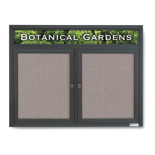 Corkboard, Headr, Fbrc, Blk/Prl, 2 Dr, 42x32"