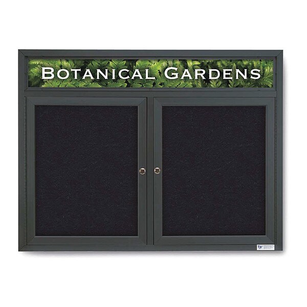 Corkboard, Header, Blk, Rubber, 2 Dr, 42x32"