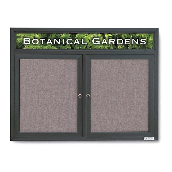 Corkboard, Hdr, Fbrc, Blk/Surf, 2 Dr, 42x32"