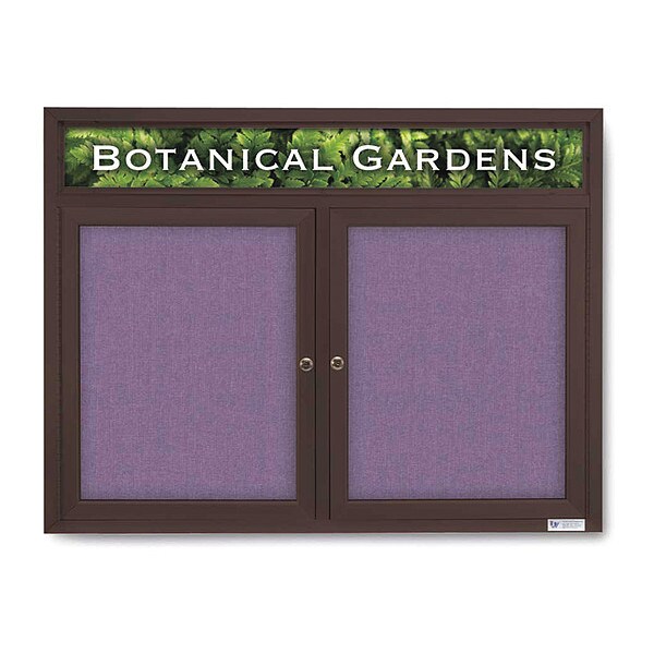 Corkboard, Hdr, Fbrc, Brnz/Amth, 2 Dr, 42x32"