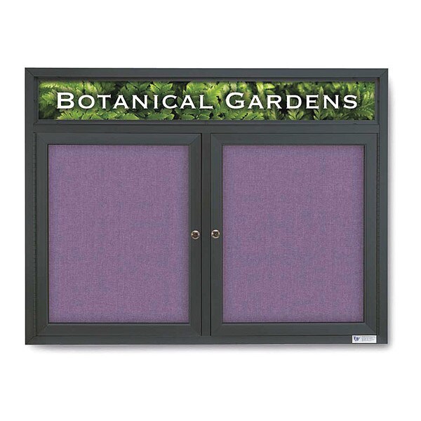 Corkboard, Hdr, Fbrc, 2 Dr, 42x32", Blk/Amthy