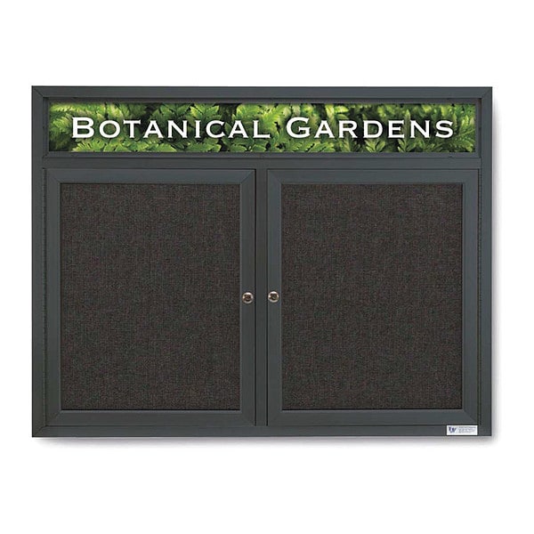 Corkboard, Header, Fabrc, Blk, 2 Door, 42x32"