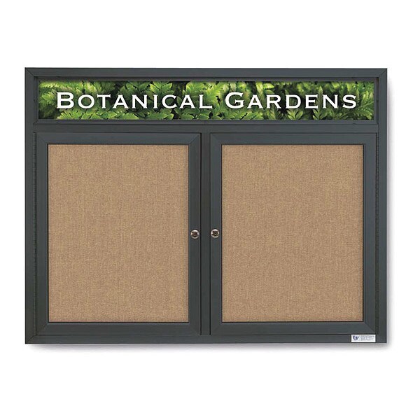 Corkboard, Hdr, Fbrc, Blk/Buff, 2 Dr, 42x32"