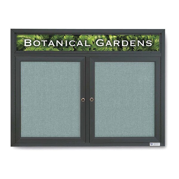 Corkboard, Headr, Fbrc, Blk/Cld, 2 Dr, 42x32"