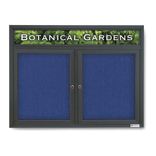 Corkboard, Hdr, Fbrc, Blk/Cobac, 2 Dr, 42x32"