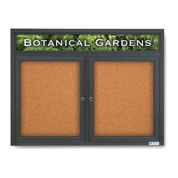 Corkboard, Header, Blk, Cork, 2 Door, 42x32"