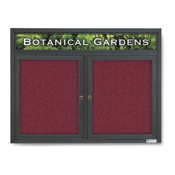 Corkboard, Hdr, Fbrc, Blk/Burg, 2 Dr, 42x32"