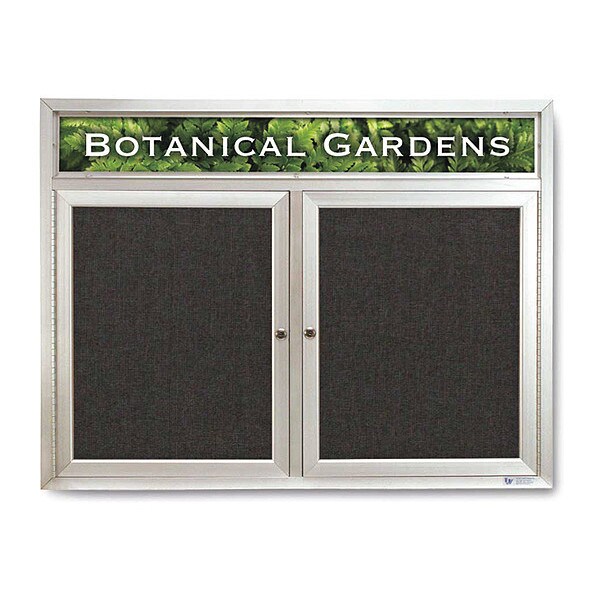 Corkboard, Hdr, Fbrc, 2 Dr, Satin/Blk, 42x32"