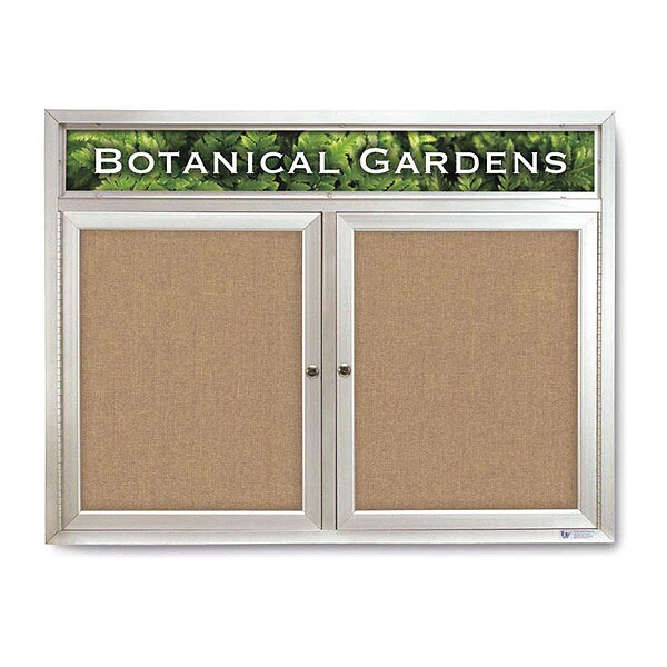 Corkboard, Hdr, Fbrc, 2 Dr, Satin/Bff, 42x32"