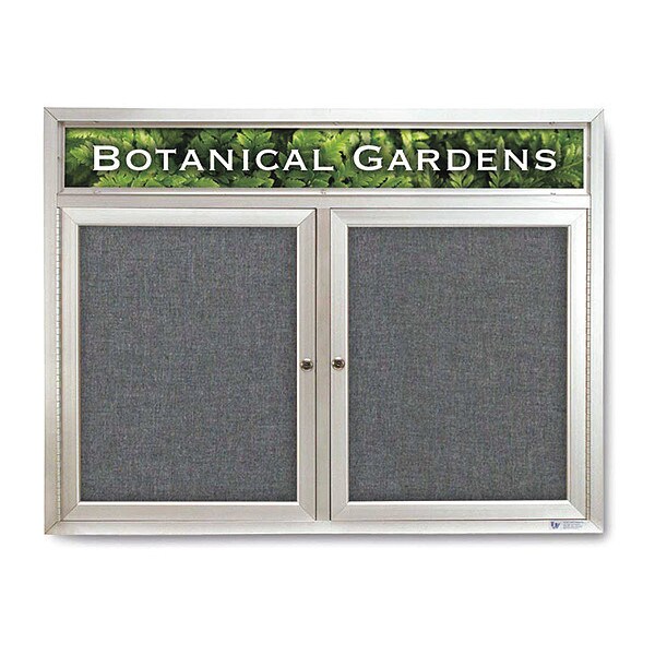 Corkboard, Hdr, Fbrc, 2 Dr, Satin/Gry, 42x32"