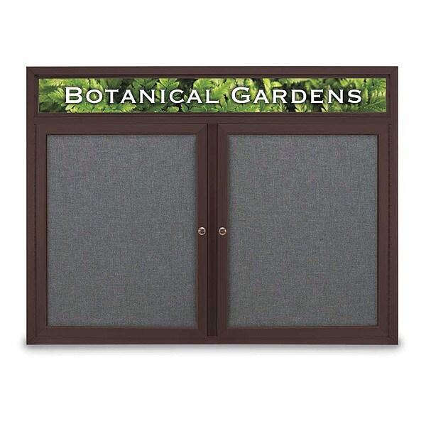 Corkboard, Hdr, Fbrc, Brnz/Gry, 2 Dr, 48x36"