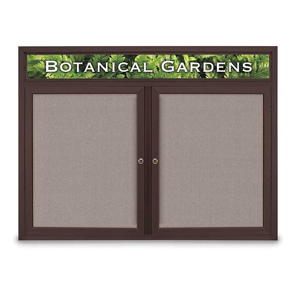 Corkboard, Hdr, Fbrc, Brnz/Prl, 2 Dr, 48x36"