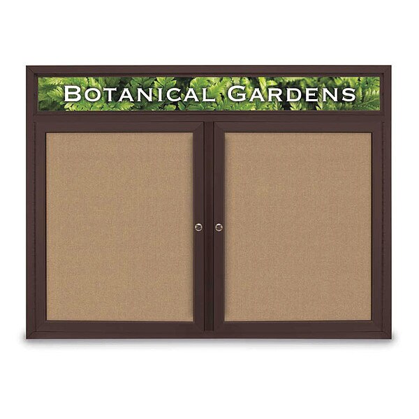 Corkboard, Hdr, Fbrc, Brnz/Buff, 2 Dr, 48x36"