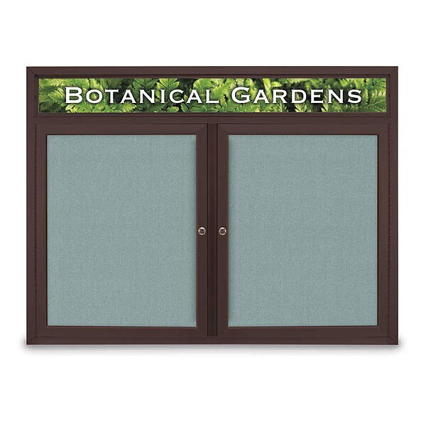 Corkboard, Hdr, Fbrc, Brnz/Cld, 2 Dr, 48x36"