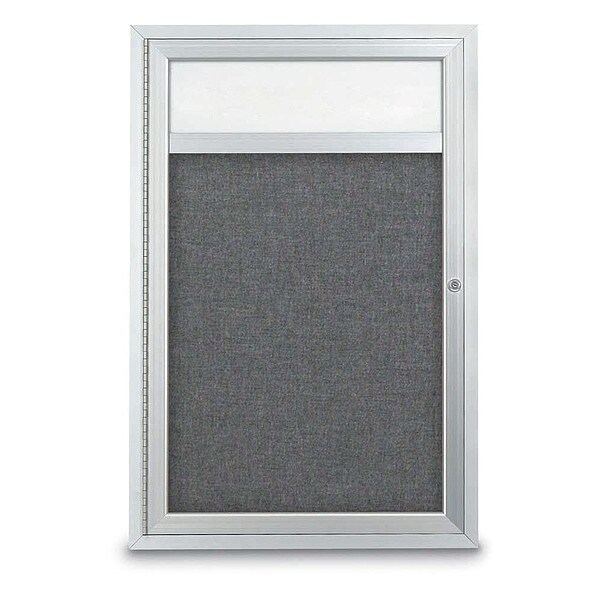 Corkboard, Hdr, Fbrc, 1 Dr, Satin/Gry, 24x36"
