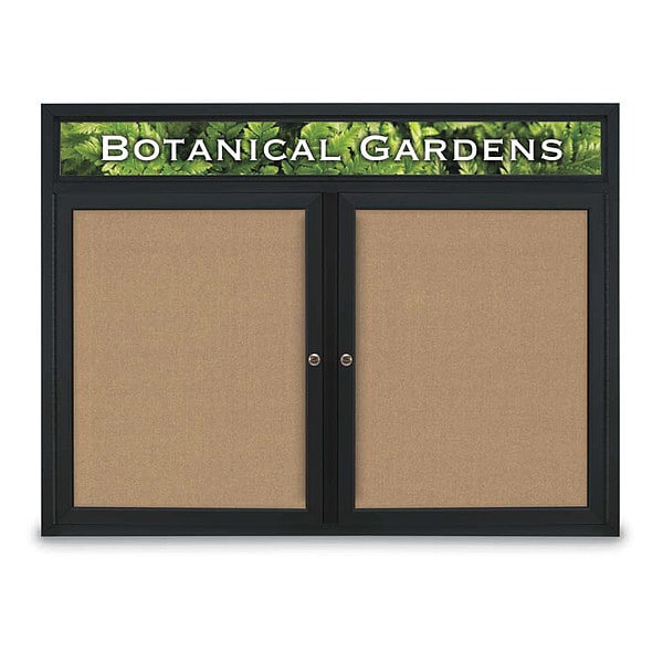 Corkboard, Hdr, Fbrc, Blk/Buff, 2 Dr, 48x36"
