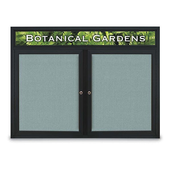 Corkboard, Headr, Fbrc, Blk/Cld, 2 Dr, 48x36"