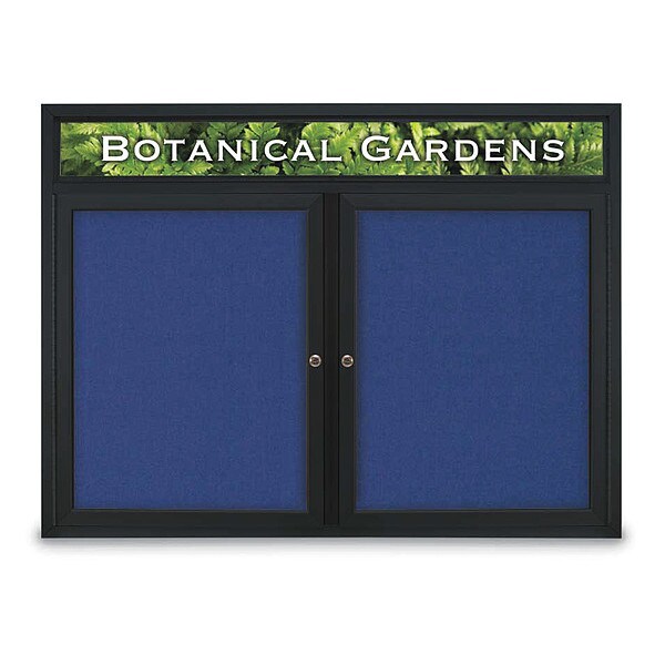 Corkboard, Hdr, Fbrc, Blk/Cobac, 2 Dr, 48x36"