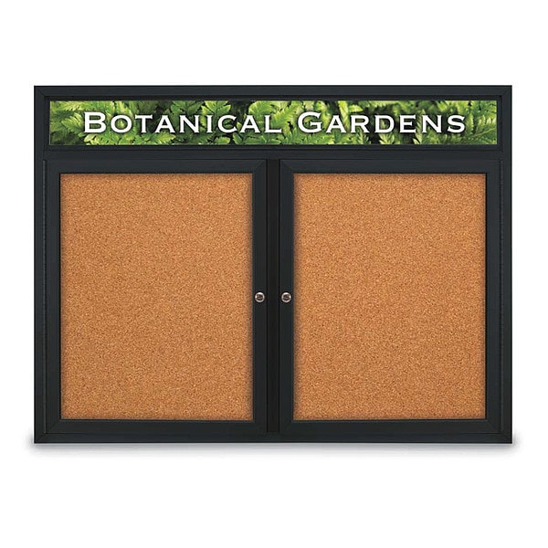 Corkboard, Header, Blk, Cork, 2 Door, 48x36"