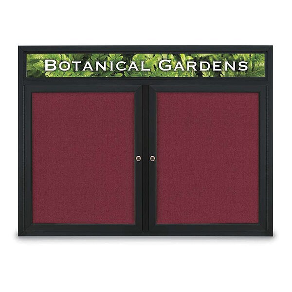 Corkboard, Hdr, Fbrc, Blk/Burg, 2 Dr, 48x36"