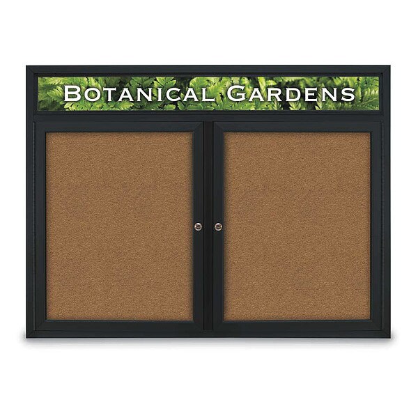 Corkboard, Header, Blk, Forbo, 2 Door, 48x36"