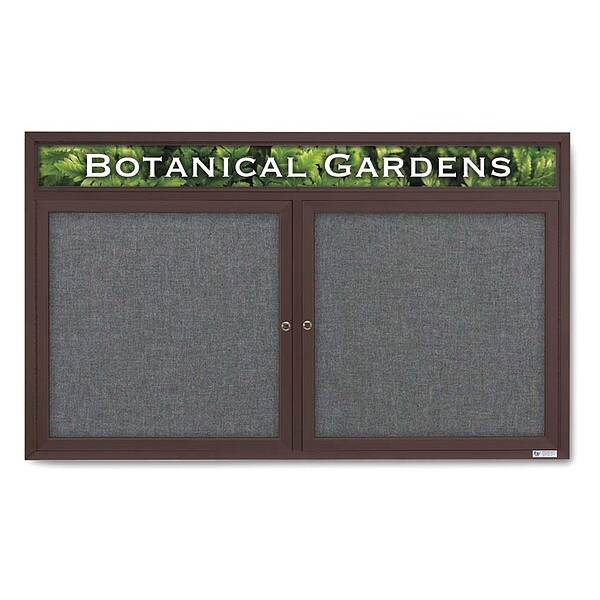 Corkboard, Hdr, Fbrc, Brnz/Gry, 2 Dr, 60x36"